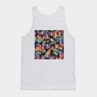 Rainbow Splatter Globs, Splashes and Stripes on Black and White Tank Top